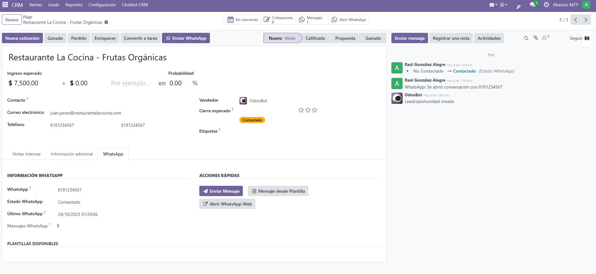 Integración WhatsApp + CRM